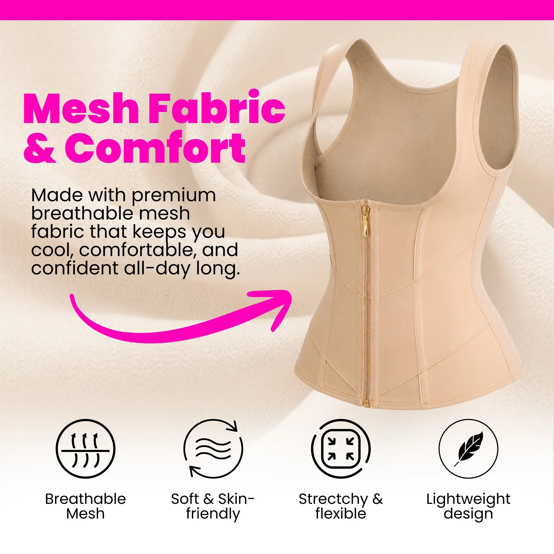 Women's Waist Trainer Corset Shapewear | Zipper & Adjustable Straps