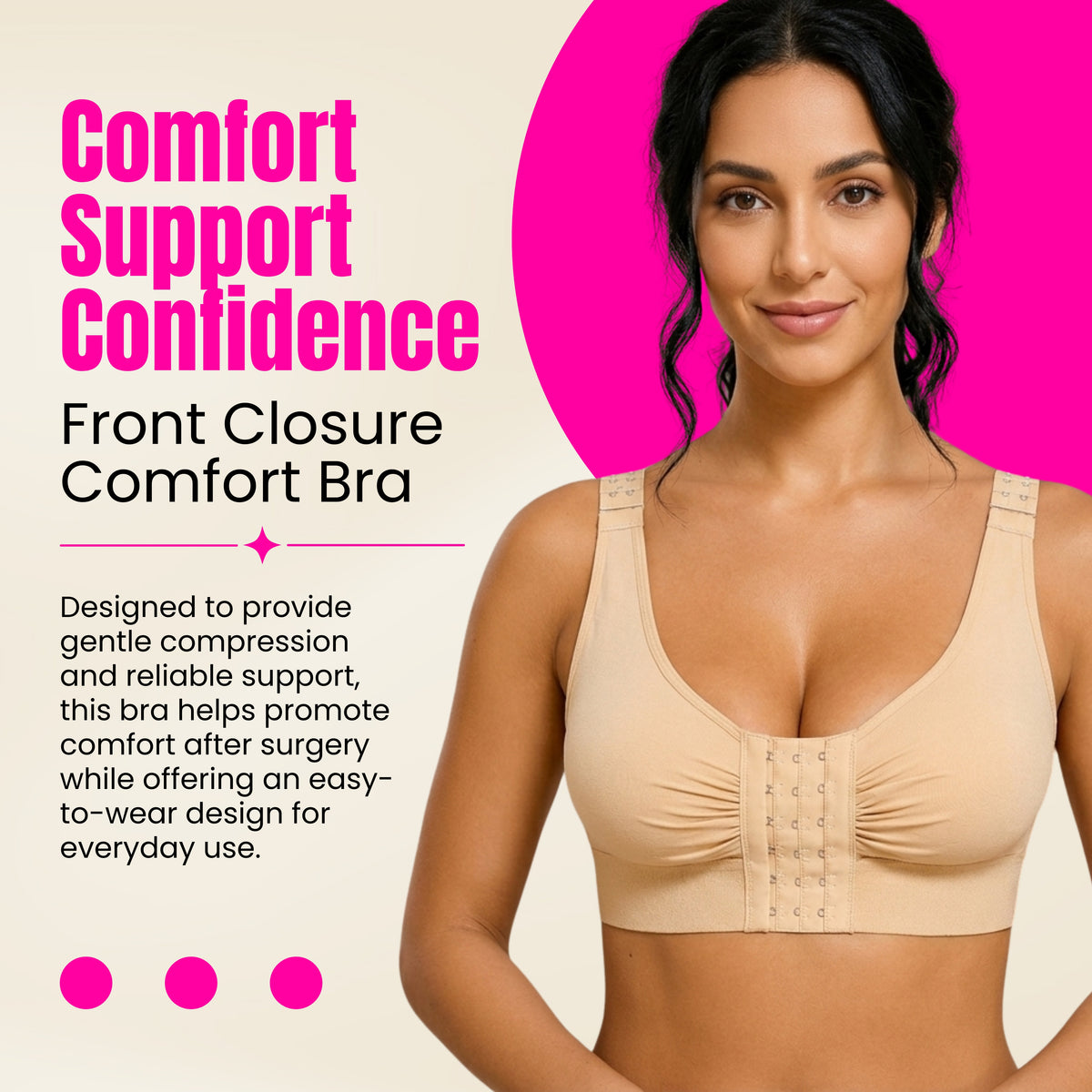 Women's Post Surgery Compression Bra | Women's Front Closure Bra with Adjustable Straps