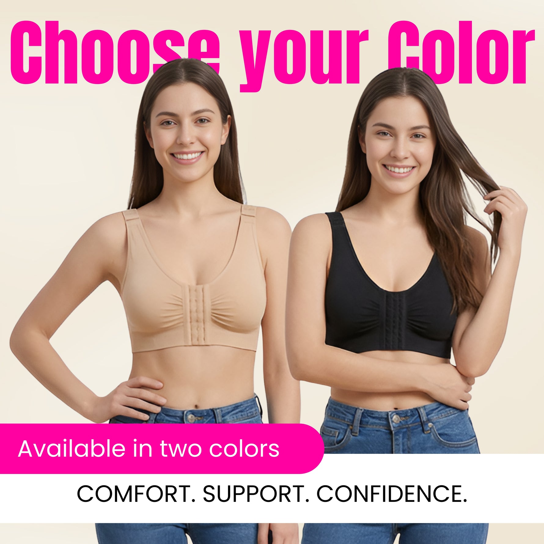 Women's Post Surgery Compression Bra | Women's Front Closure Bra with Adjustable Straps