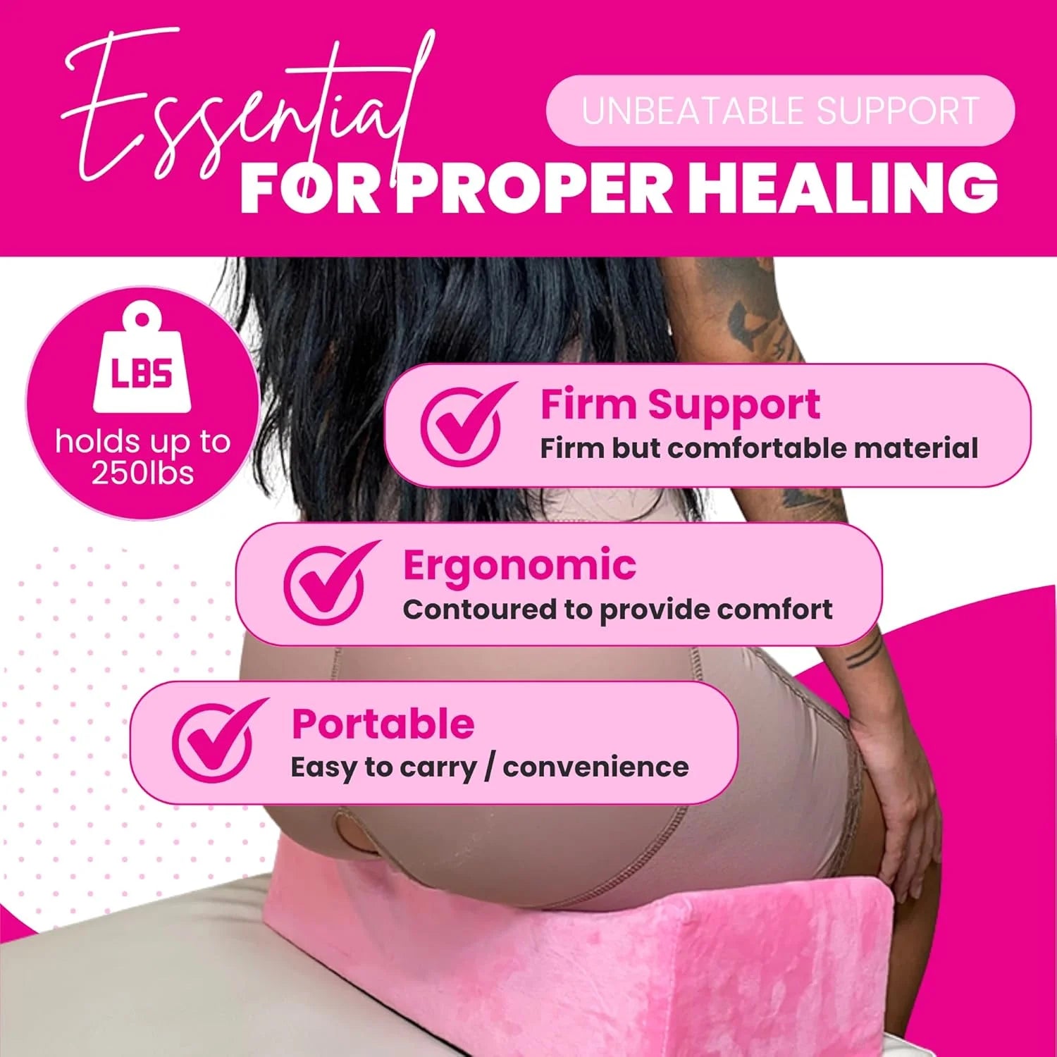 booty recovery pillow Kit 7-Piece Recovery Bundle with ab board for swelling & Lipo Foam cojín para BBL orinal portátil mujer 