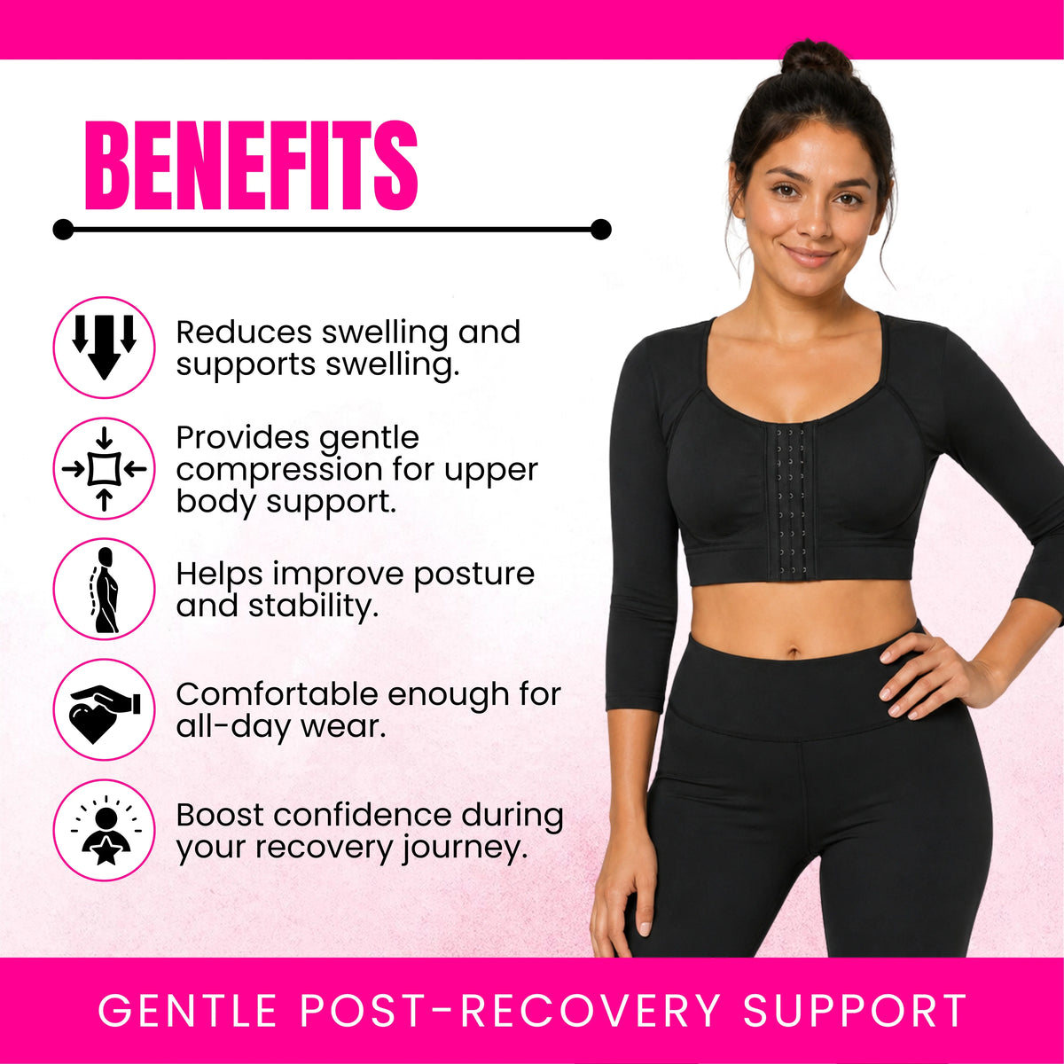 Women's Post-Surgery Arm Compression Sleeve | Front Closure