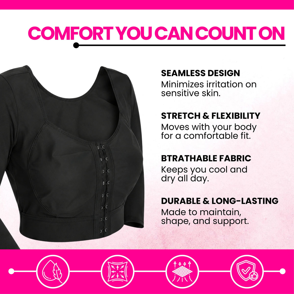 Women's Post-Surgery Arm Compression Sleeve | Front Closure