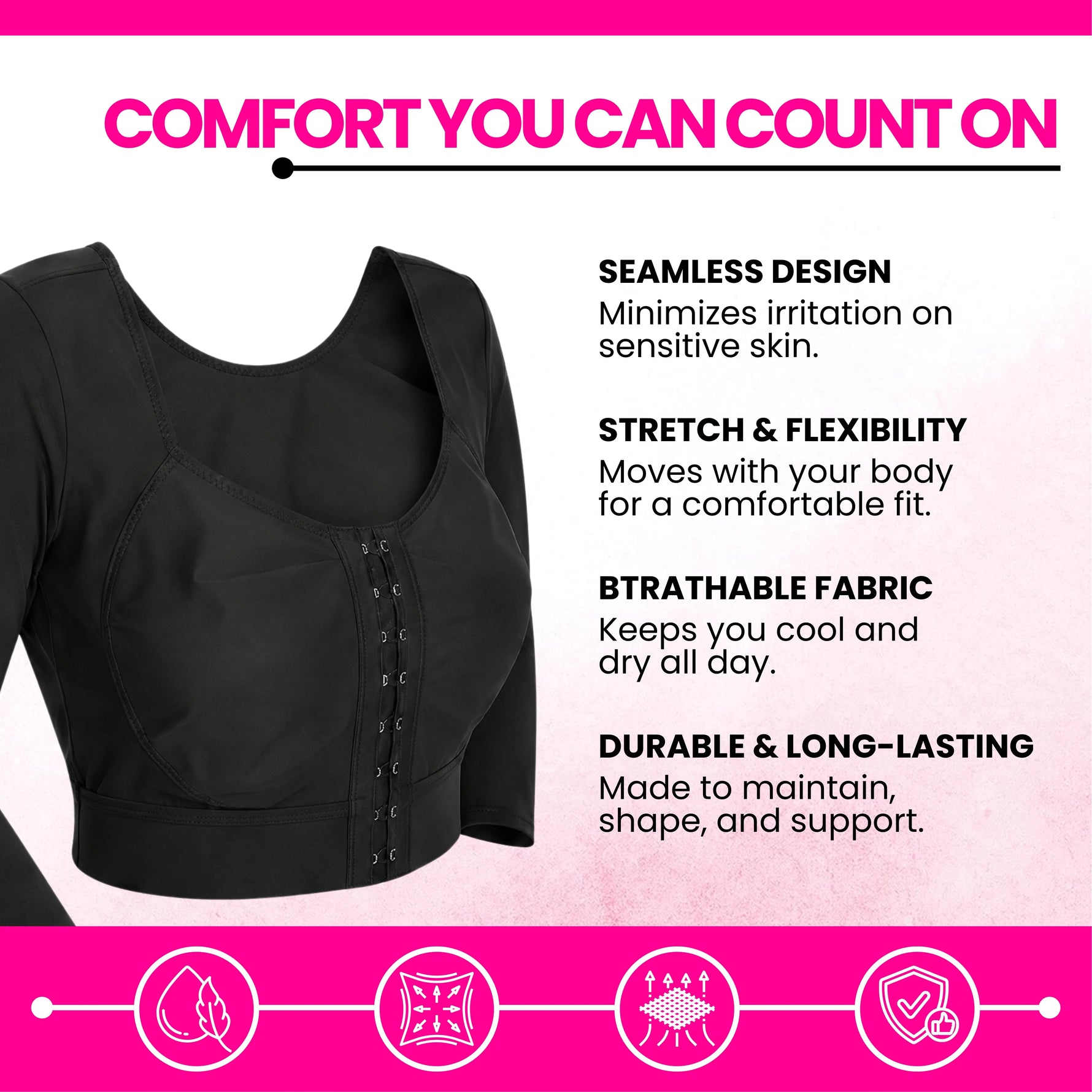 Women's Post-Surgery Arm Compression Sleeve | Front Closure