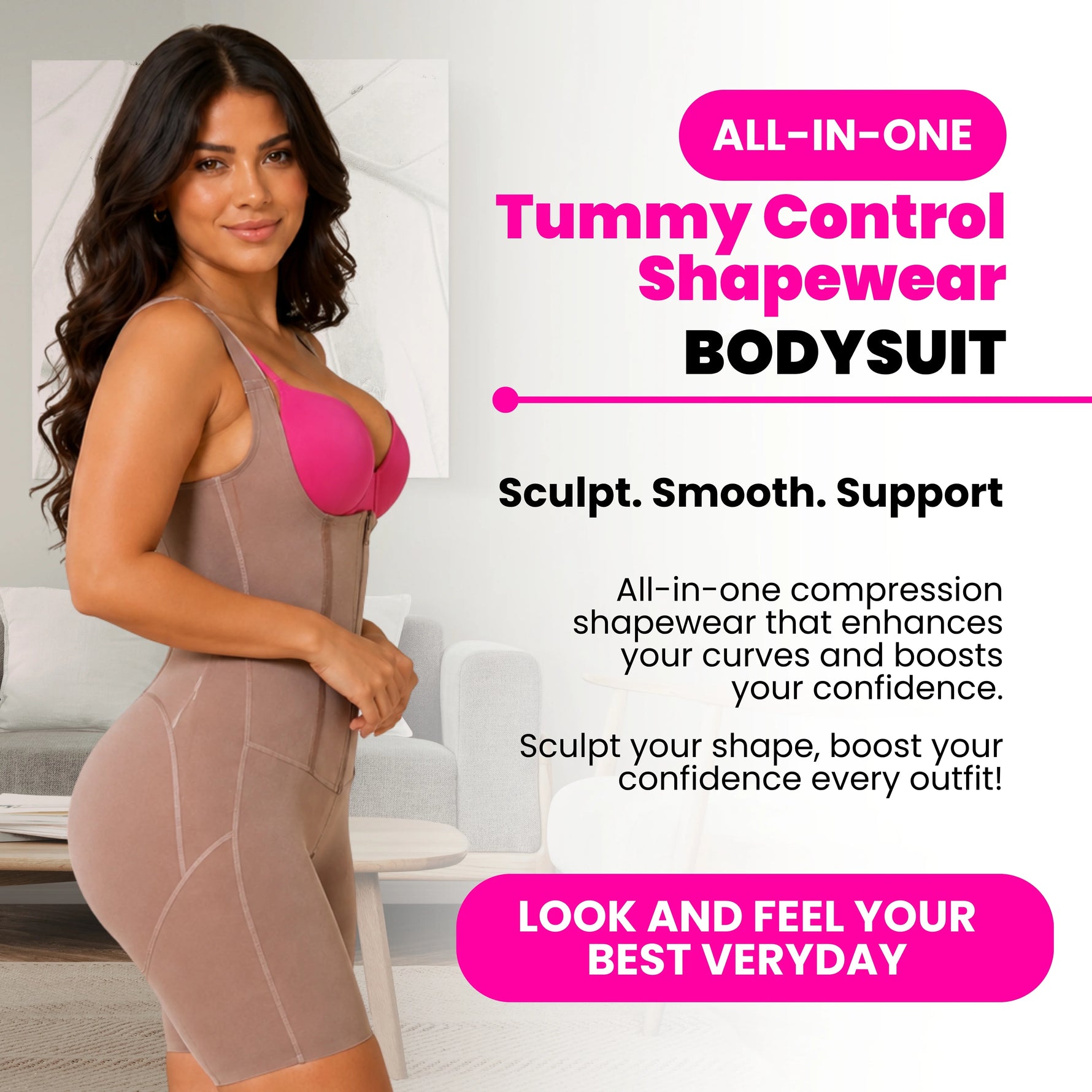 PostSurgeryU-ShapedBustSupportTwoSteelBonesWaistandAbdomenControlShapewear