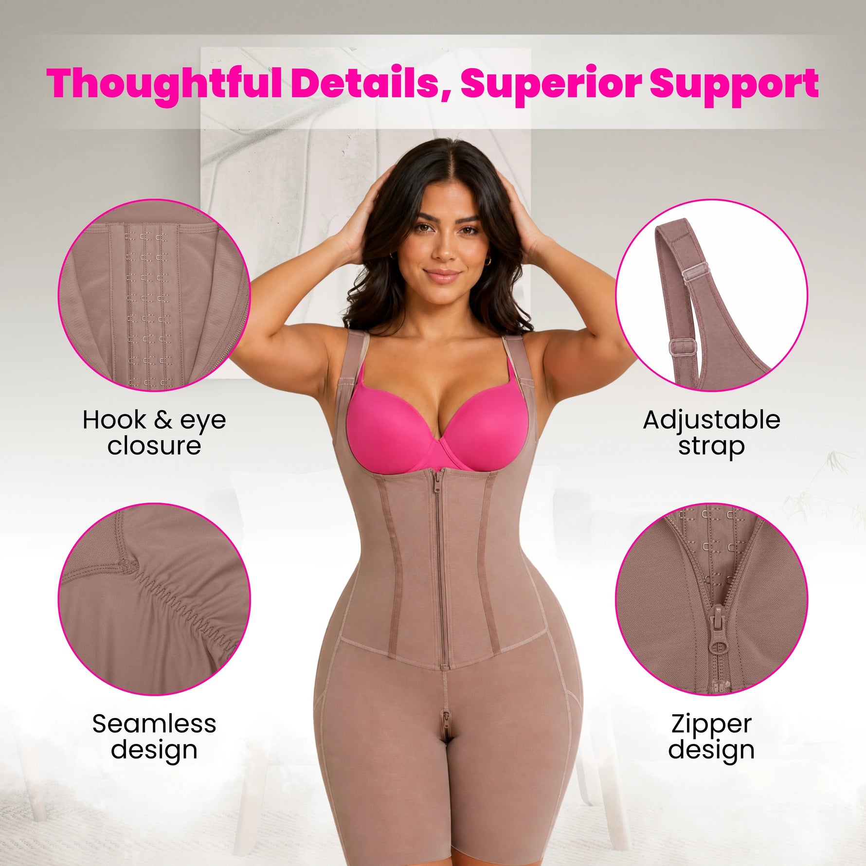PostSurgeryU-ShapedBustSupportTwoSteelBonesWaistandAbdomenControlShapewear