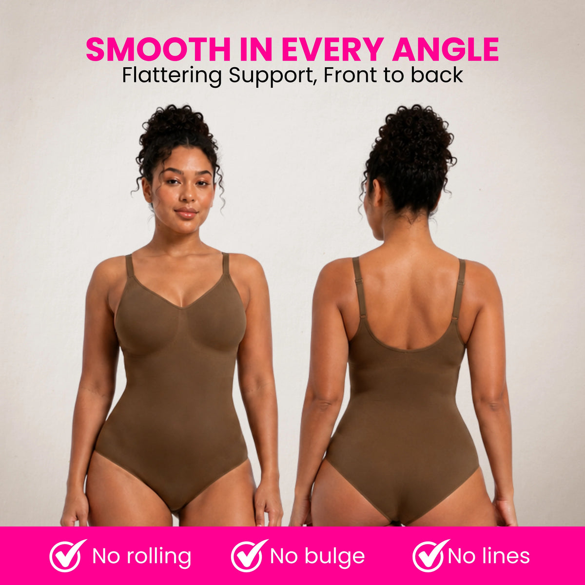 Women's Seamless V-Neck Bodysuit Shapewear | Tummy Control Sleeveless
