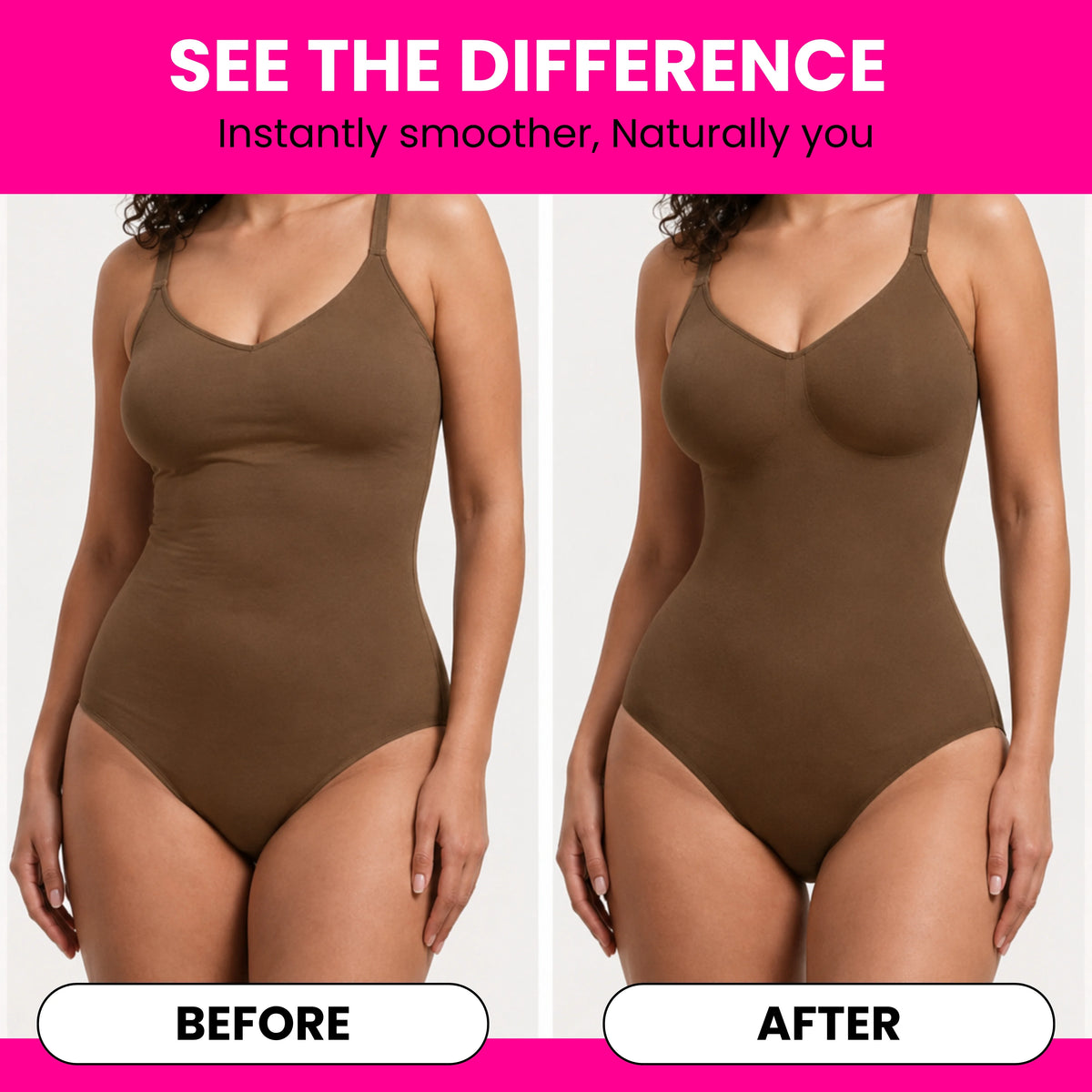 Women's Seamless V-Neck Bodysuit Shapewear | Tummy Control Sleeveless