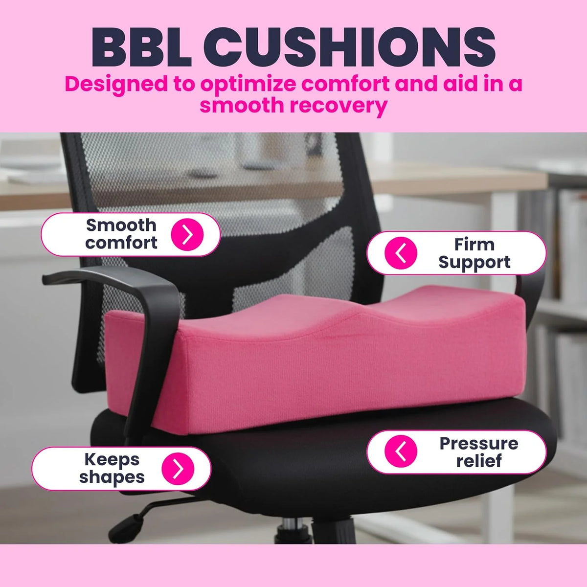BBL Cushion Benefits – Smooth Comfort, Firm Support, Keeps Shape, Pressure Relief – Pink BBL Pillow Post-Surgery 