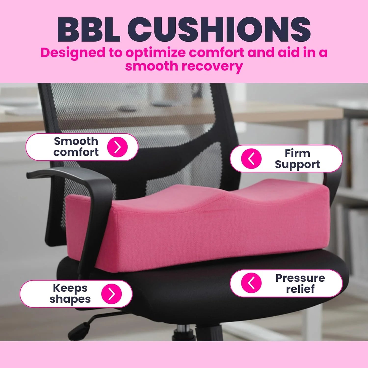 BBL Cushion Benefits – Smooth Comfort, Firm Support, Keeps Shape, Pressure Relief – Pink BBL Pillow Post-Surgery 