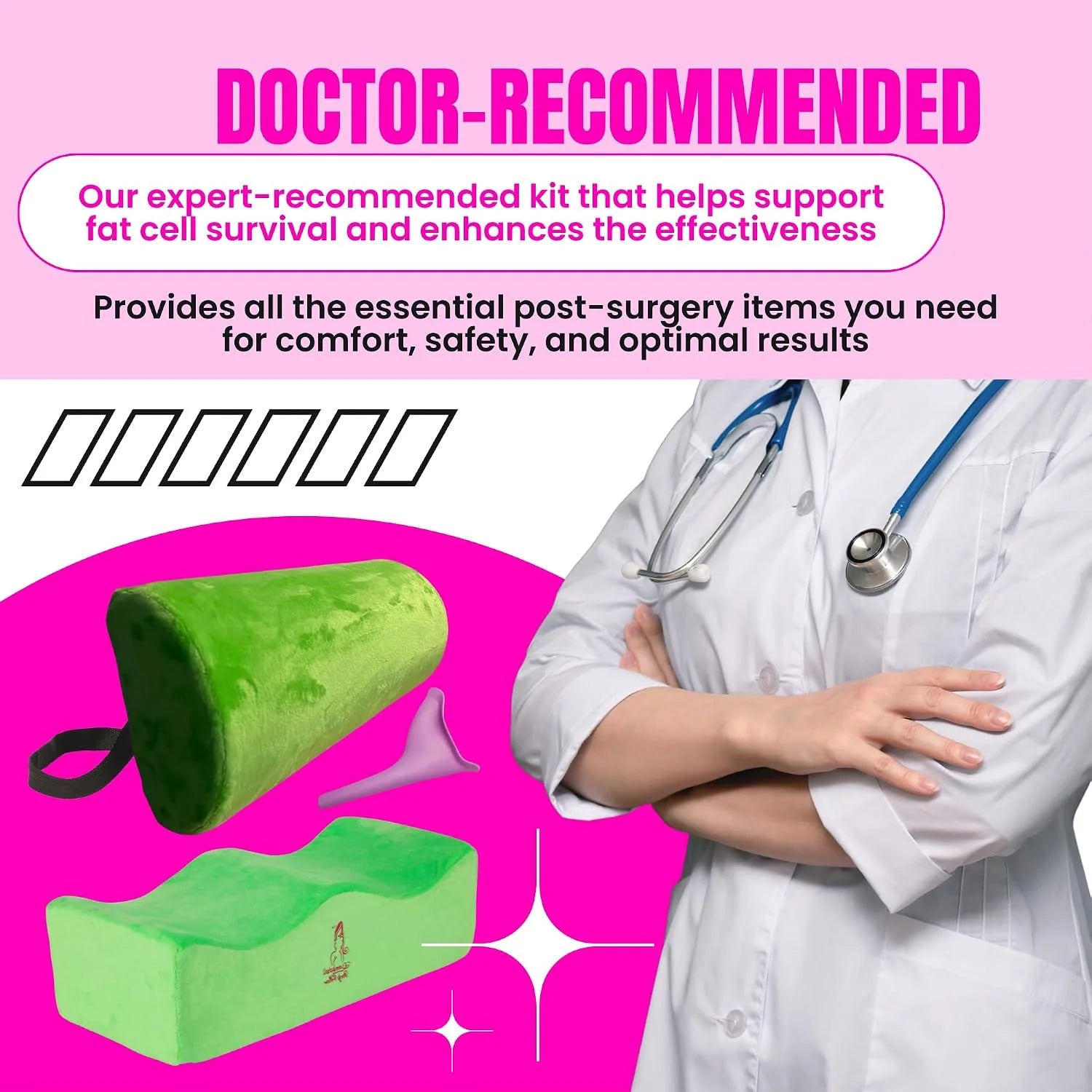 BBL Lumbar Back Support Pillow Green – Promotes Posture Spinal Alignment Reduces Strain Post-Surgery 