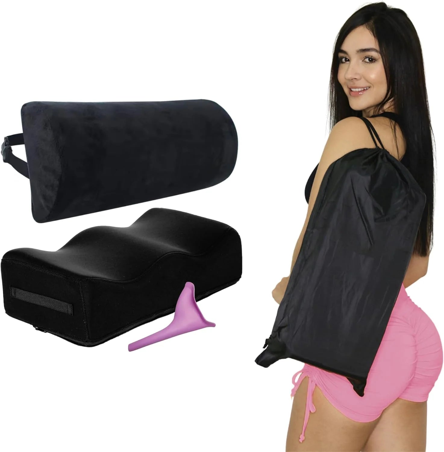 BBL Pillow After Surgery with Detachable Lumbar Back Support Black – Post-Surgery Butt Cushion and Backrest – Bombshell Booty Pillow 