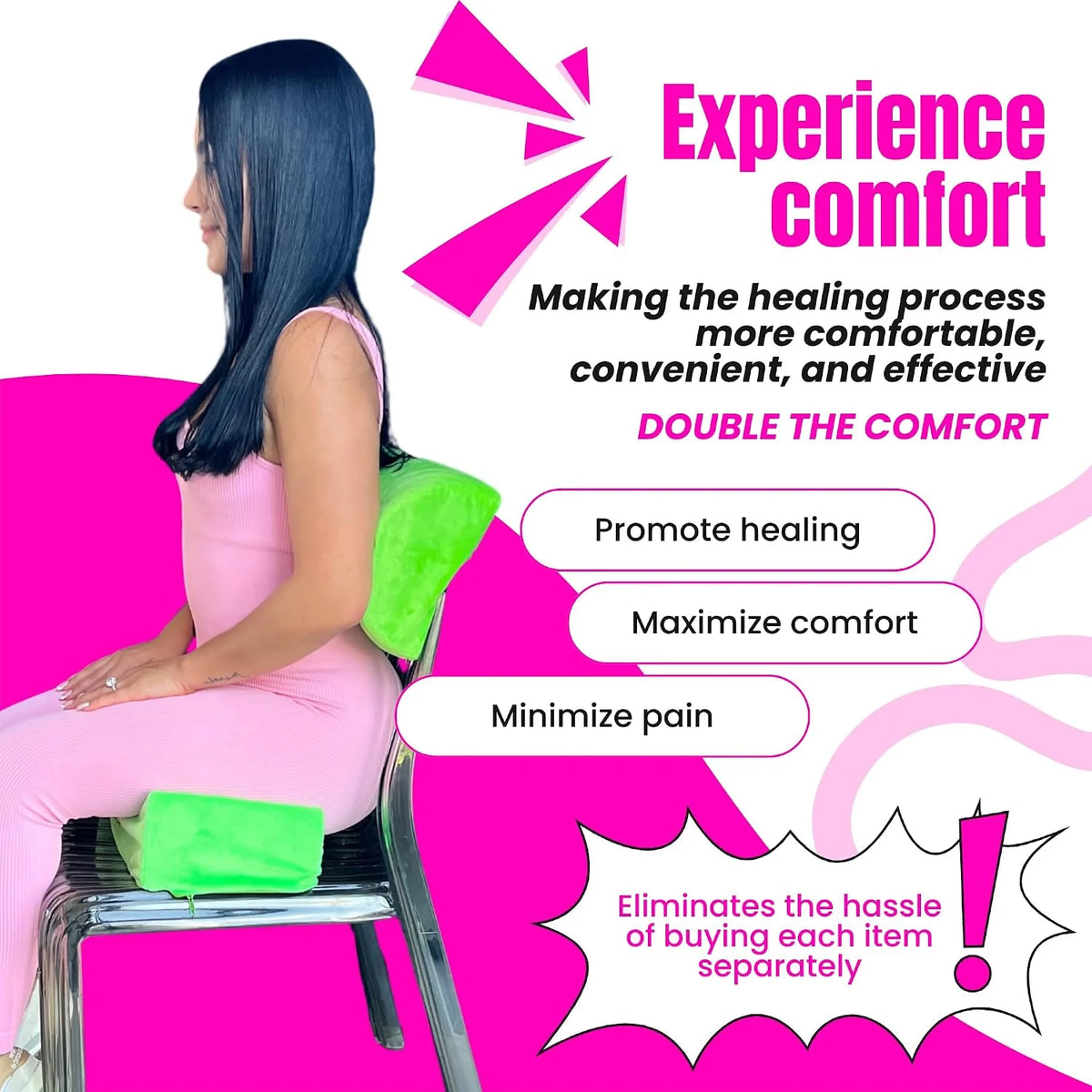 BBL Pillow Green Pressure Relief – Supports Thighs Relieves Discomfort Post-Surgery Brazilian Butt Lift Recovery 