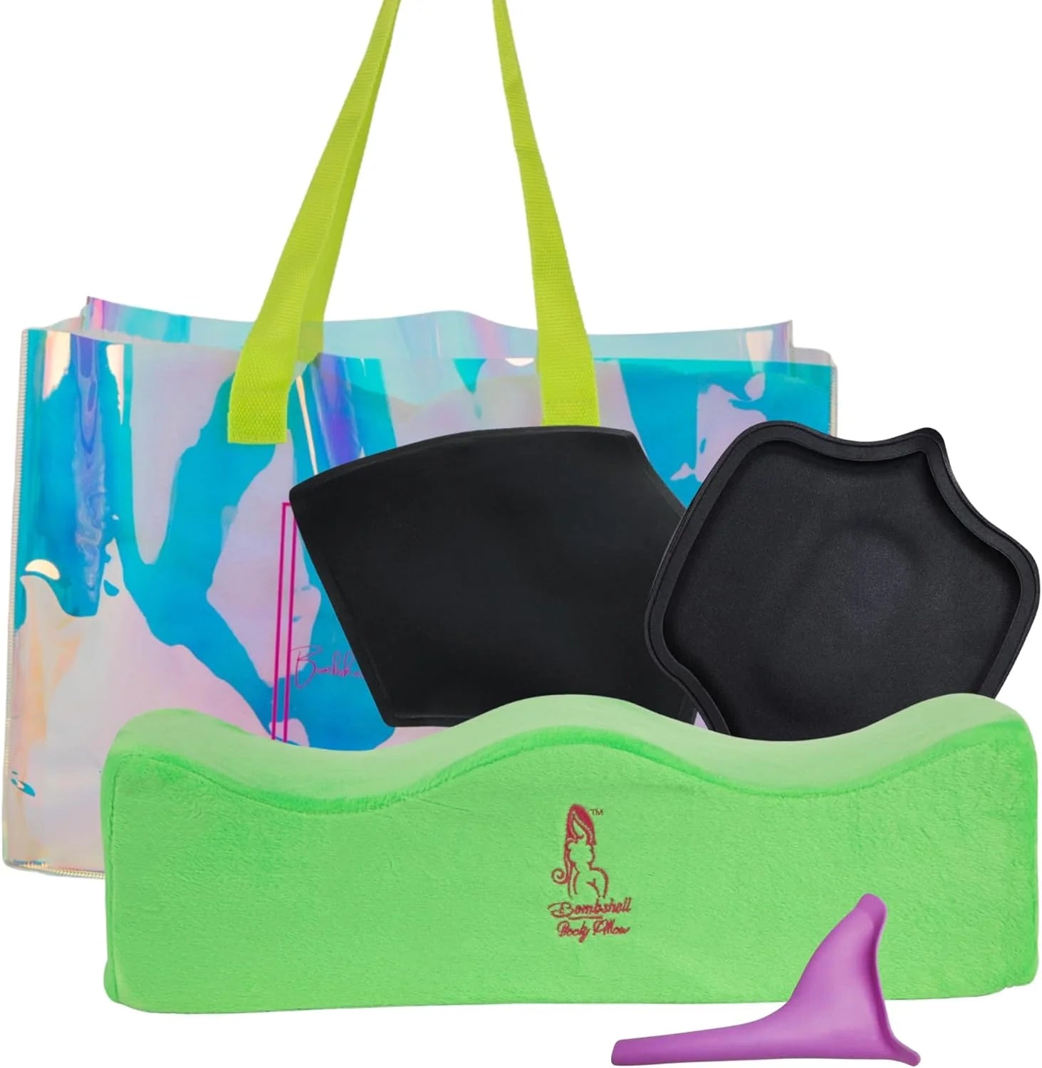 BBL Pillow Kit Green – 4-Piece Post Surgery Recovery Bundle Cojin BBL Ab Board Lumbar Backboard Urinal 
