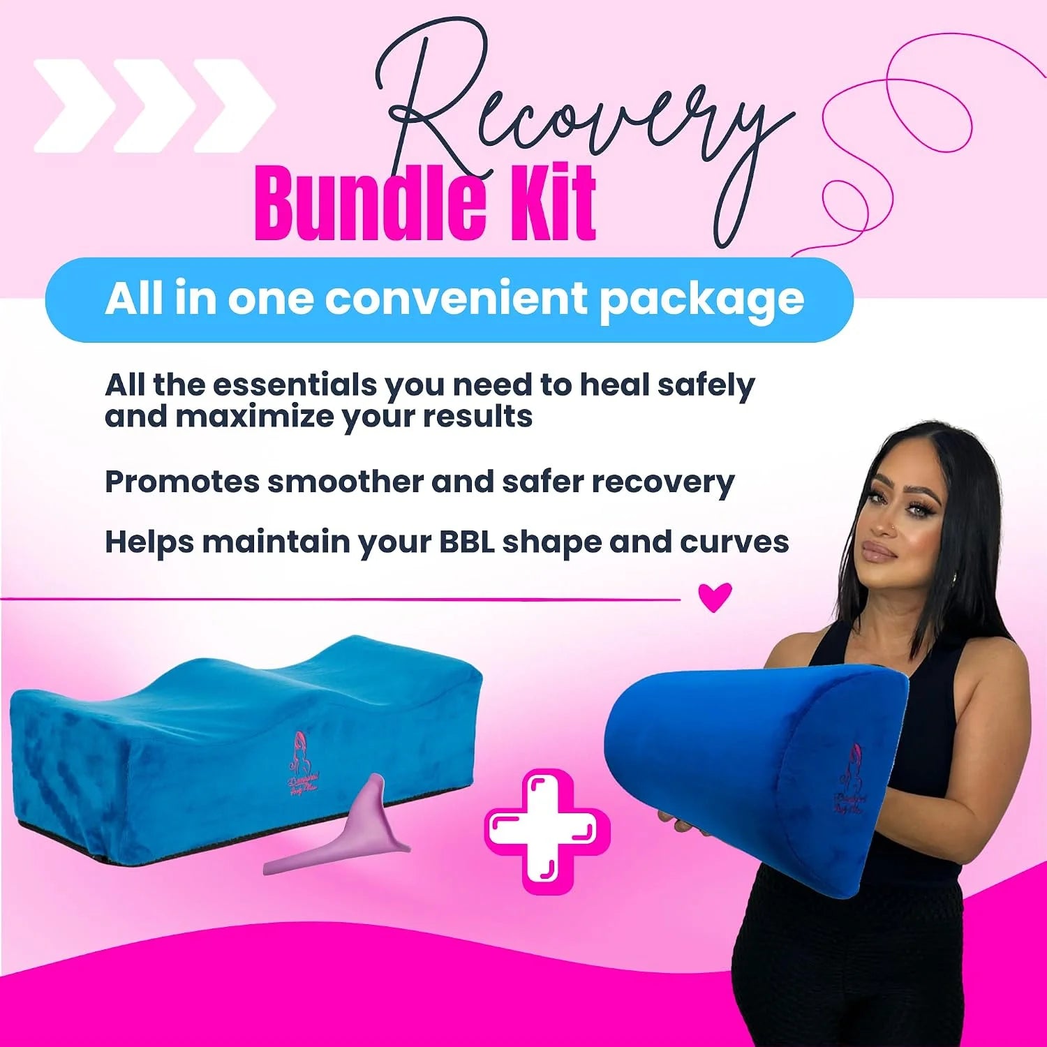 BBL Pillow with Lumbar Back Support Blue – Post-Surgery Comfort Prevents Skin Damage Reduces Pain Discomfort 