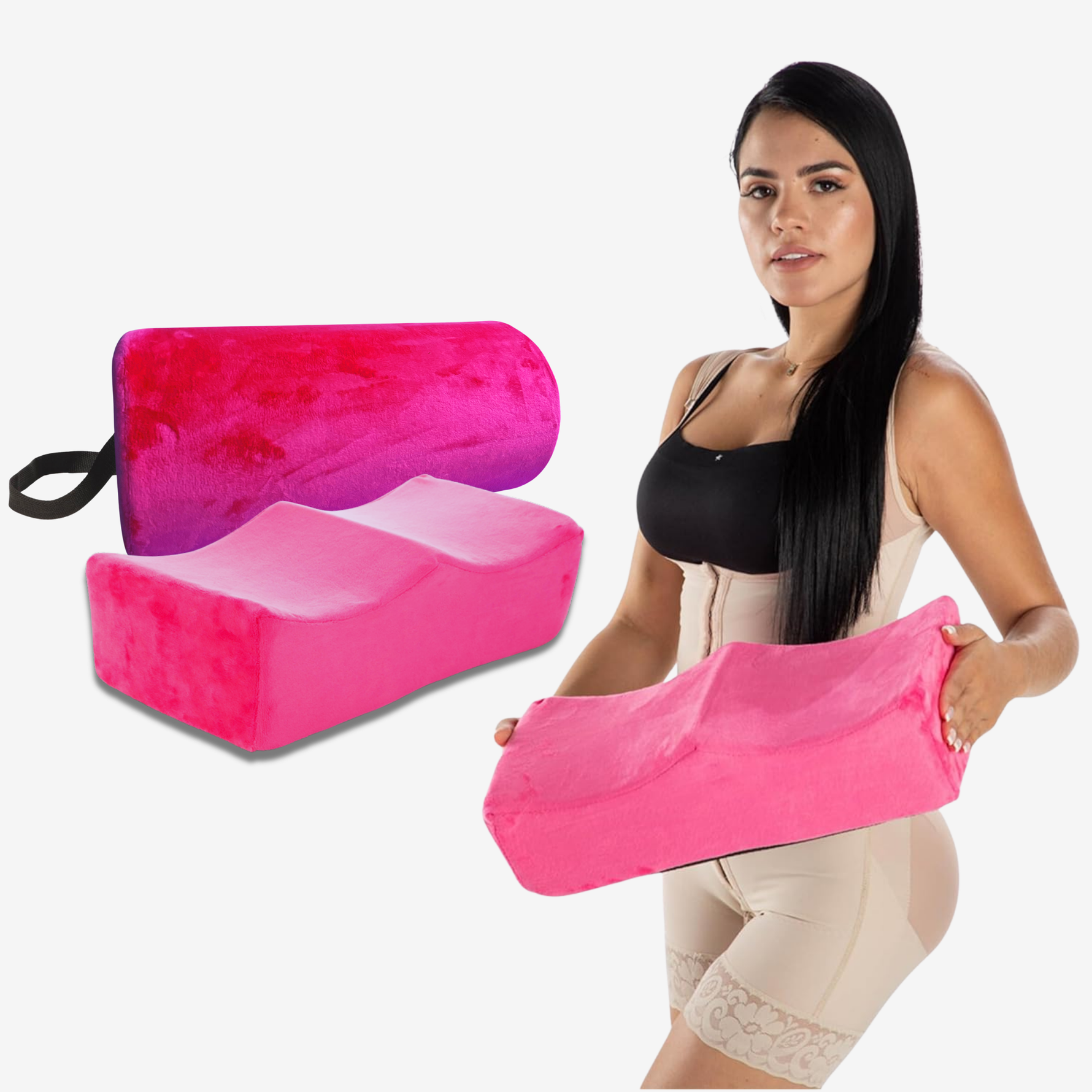 BBL Pillow with Lumbar Back Support Pink – Post-Surgery Comfort Prevents Skin Damage Reduces Pain Discomfort 