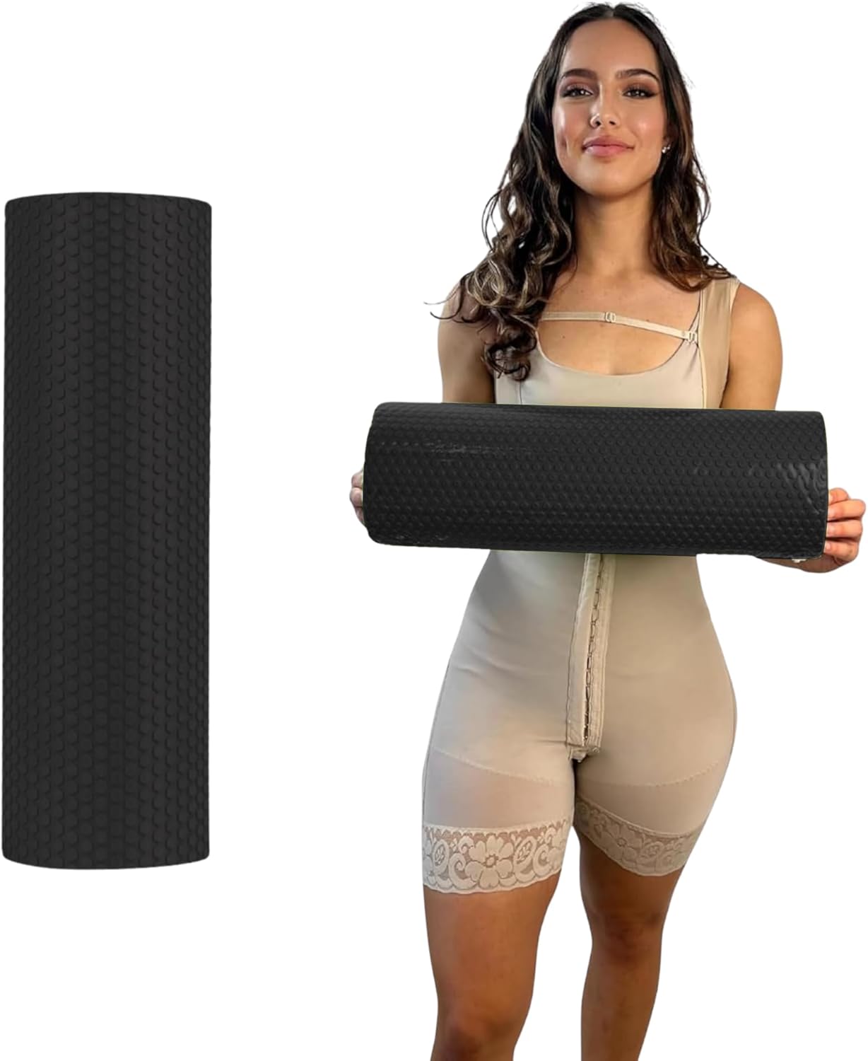  BBL Toilet Seat Riser Black Front View – D-Shaped High-Density Foam Post-Surgery Recovery Cushion 