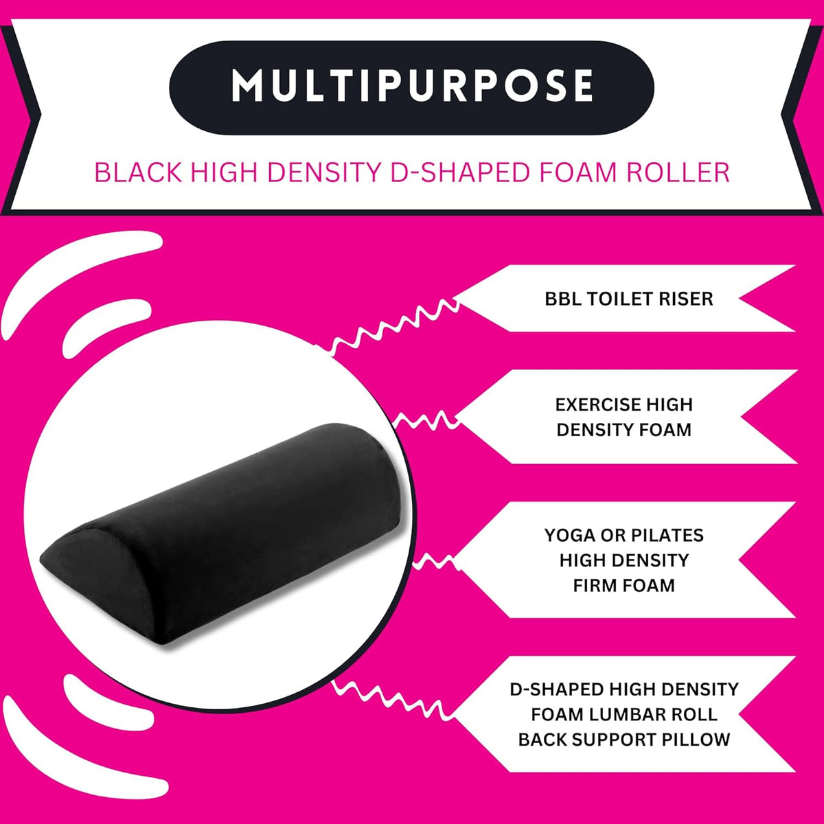 BBL Toilet Seat Riser Black Side Profile – 3-Inch High-Density Foam Post-Surgery Recovery Cushion 
