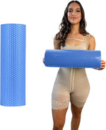 BBL Toilet Seat Riser Blue Angled View – High-Density Foam D-Shaped Post-Surgery Toilet Cushion 