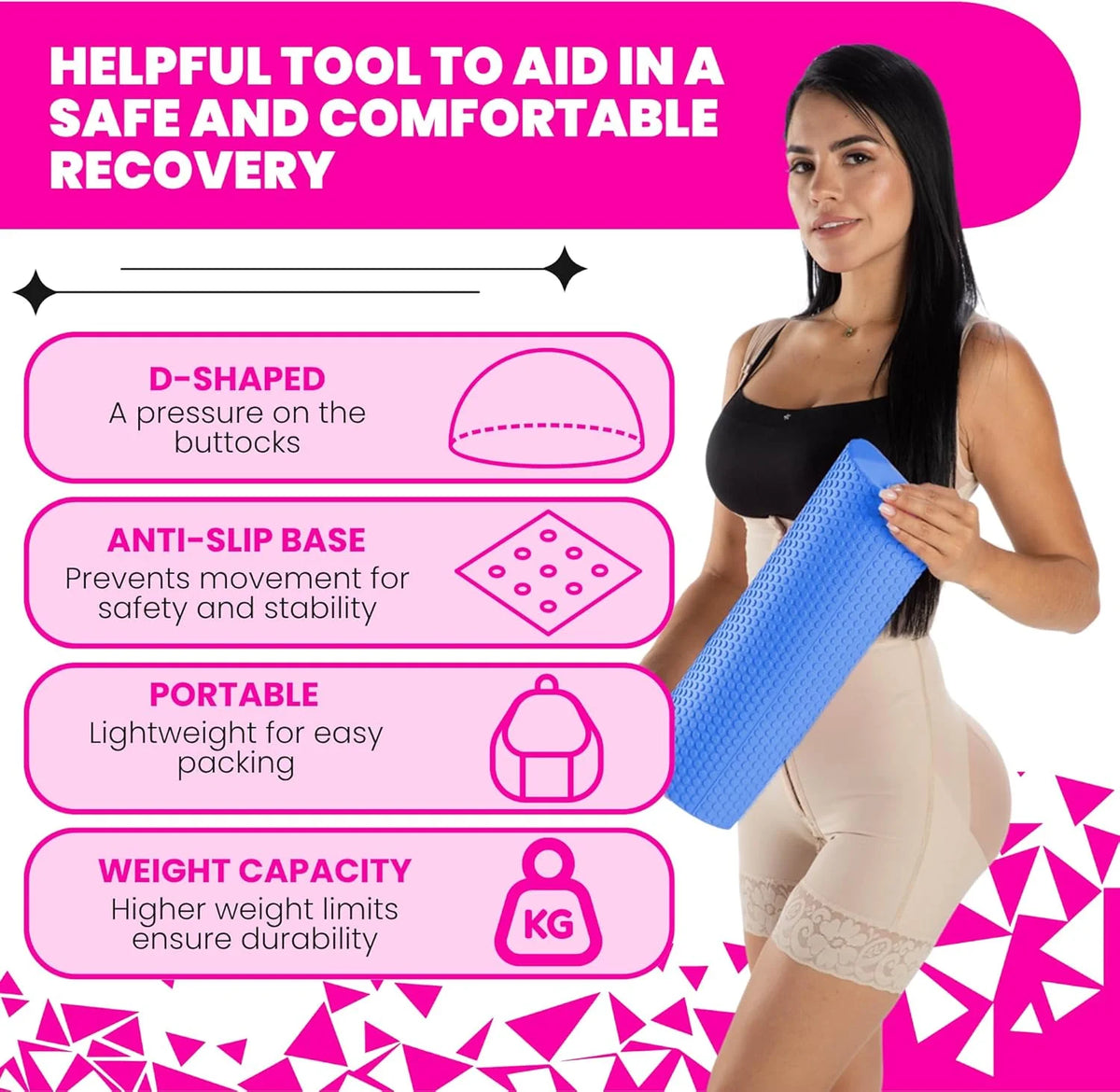 BBL Toilet Seat Riser Blue Features – D-Shaped Anti-Slip Portable High Weight Capacity Post-Surgery 