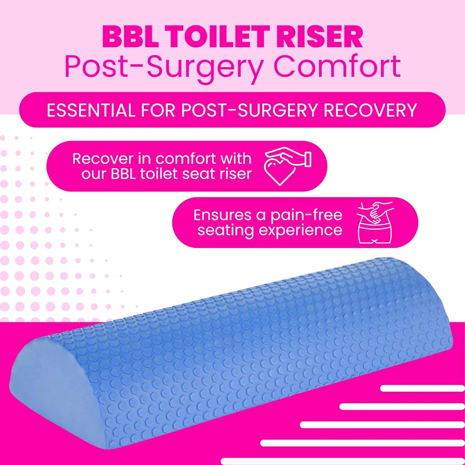 BBL Toilet Seat Riser Blue Post-Surgery Comfort – Recover in Comfort Pain-Free Seating BBL Recovery 