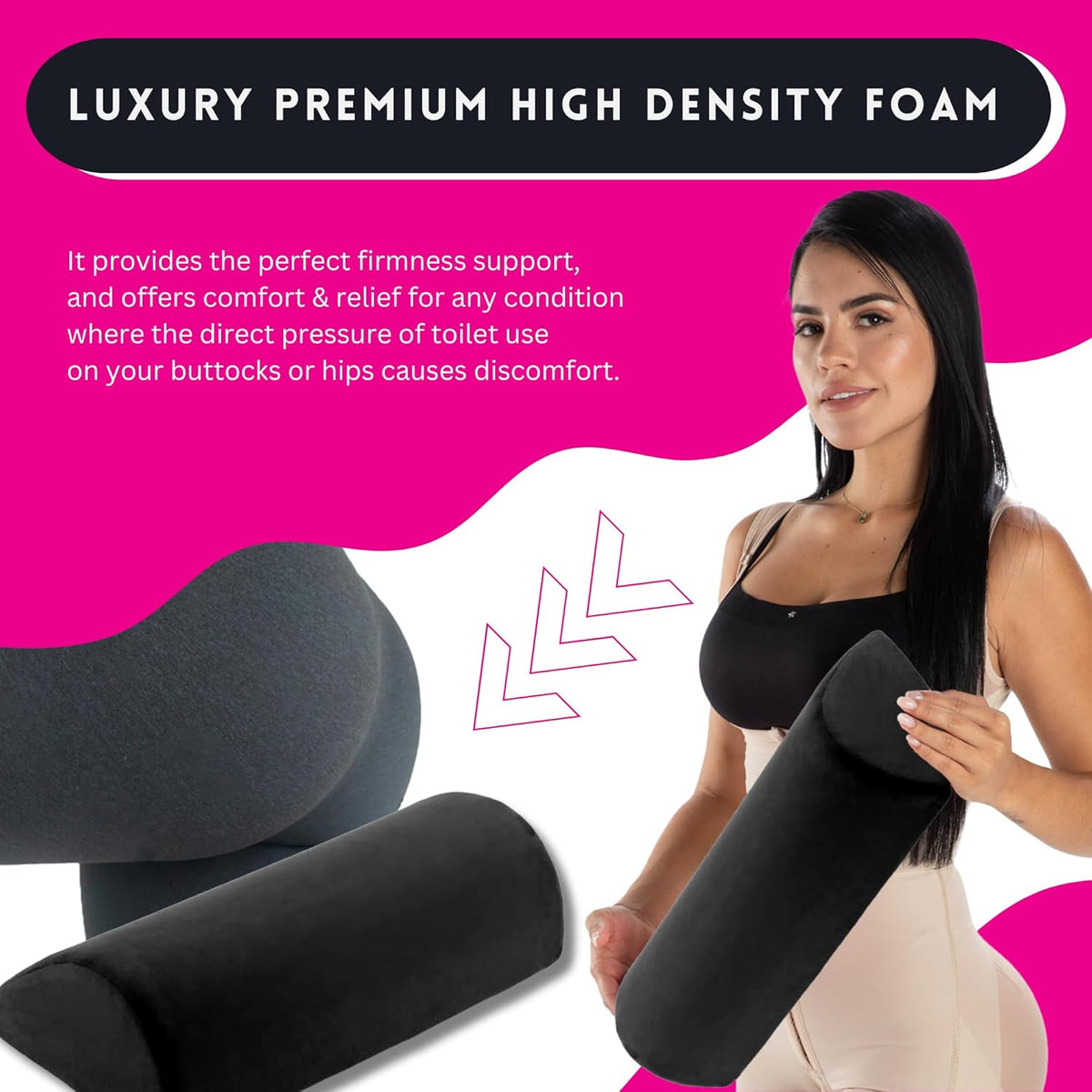 BBL Toilet Seat Riser Features – D-Shaped Anti-Slip Portable High Weight Capacity Post-Surgery Black 