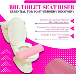 BBL Toilet Seat Riser Pink Top View – D-Shaped Foam Post-Surgery Toilet Seat Cushion for BBL Recovery 