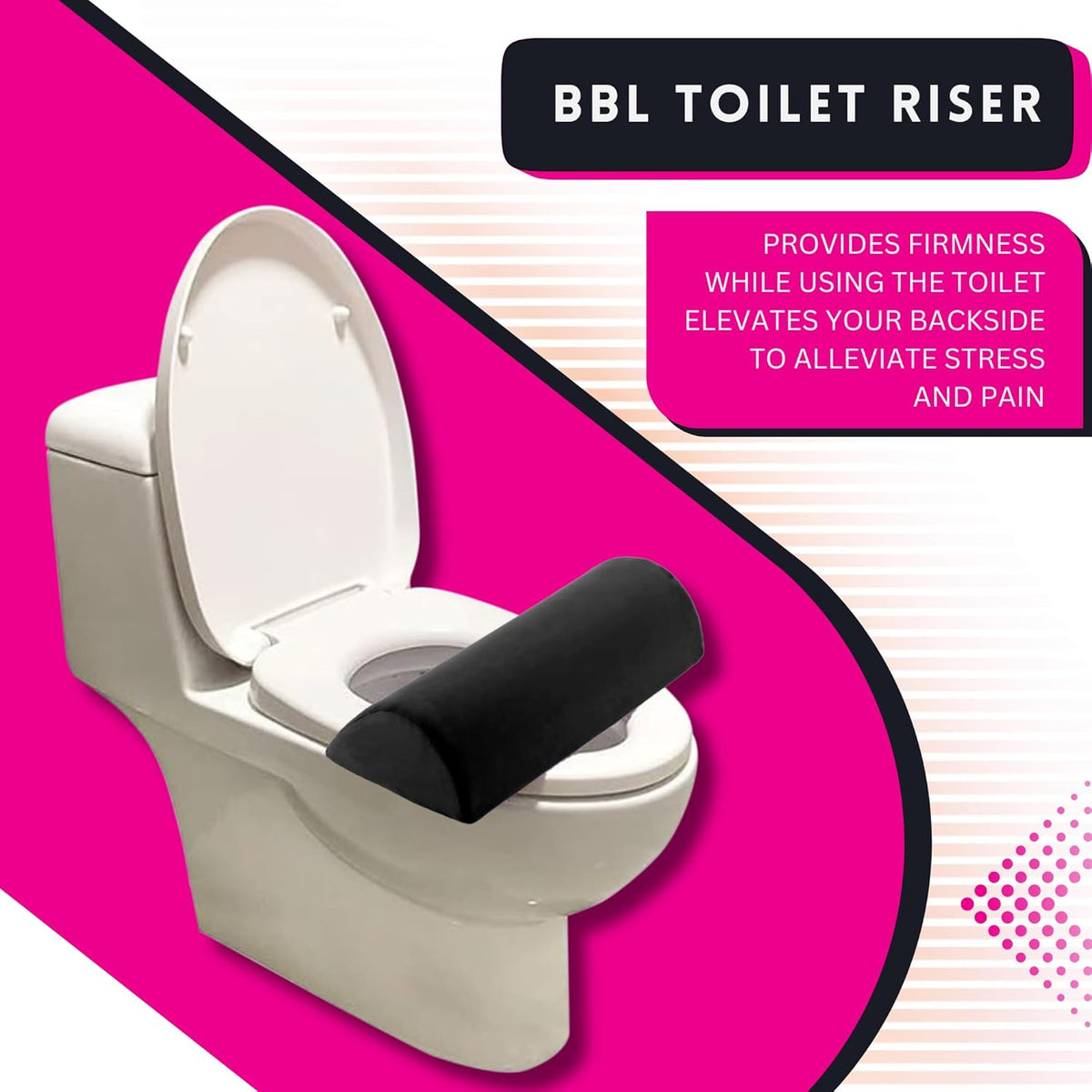 BBL Toilet Seat Riser Post-Surgery Comfort – Recover in Comfort Pain-Free Seating Black 