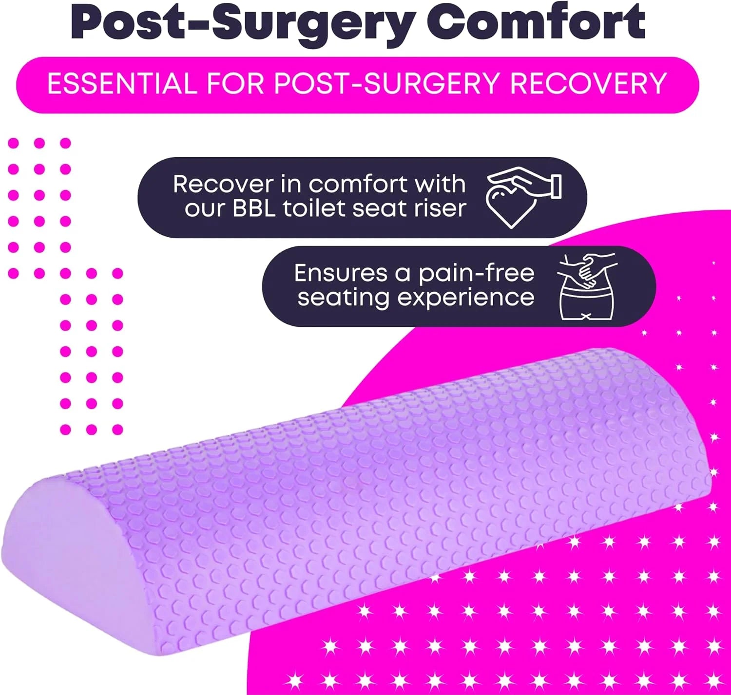 BBL Toilet Seat Riser Purple Post-Surgery Comfort – Recover in Comfort Pain-Free Seating BBL Recovery 