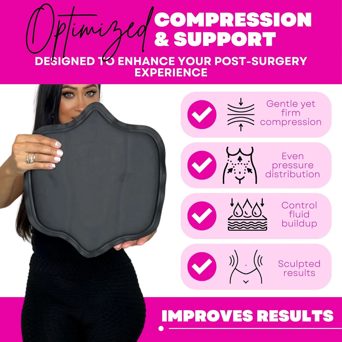 Black Ab Board Post Surgery – Firm Foam Compression Board for Lipo 360 and Tummy Tuck Healing 