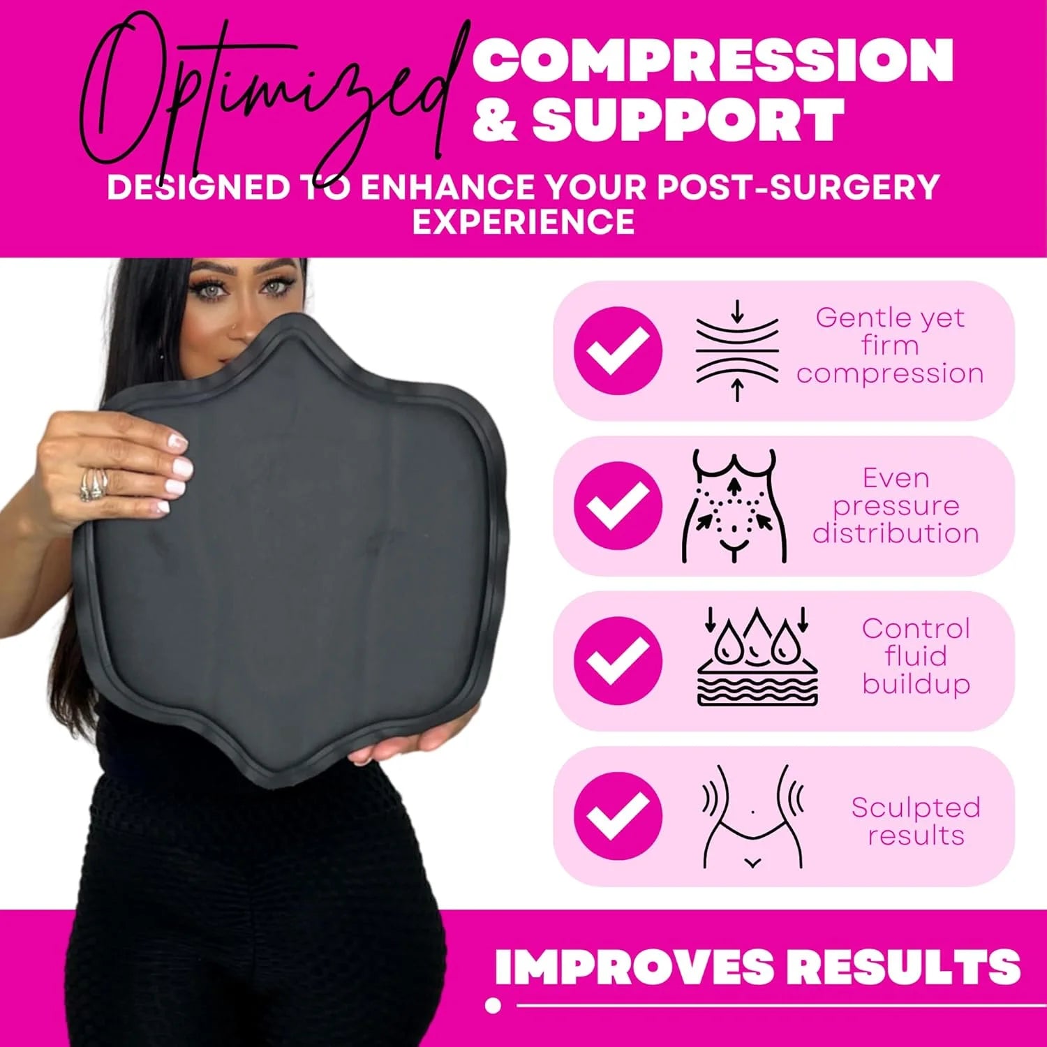 Black Ab Board Post Surgery – Firm Foam Compression Board for Lipo 360 and Tummy Tuck Healing 