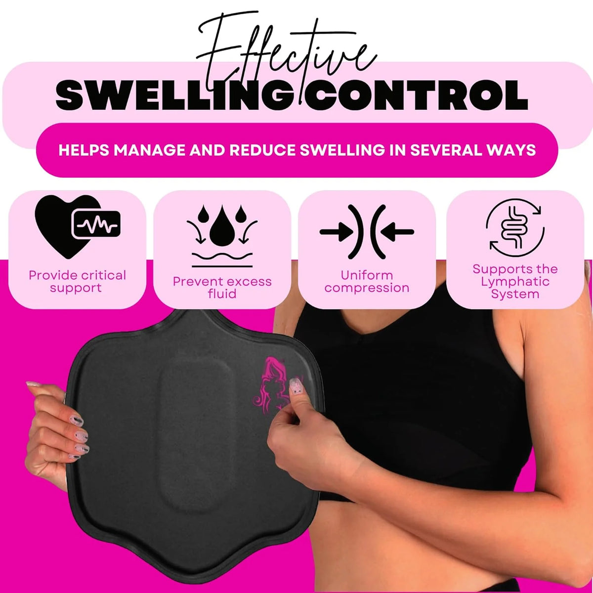 Black Abdominal Compression Board – Smooth Seamless Foam for Faja Recovery After Lipo and BBL Surgery 
