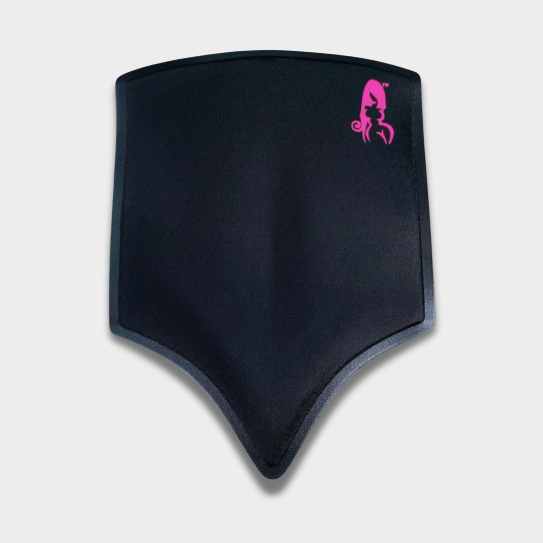 Lipo Lumbar Molder Front View – Black Shield-Shaped Backboard Support by Bombshell Booty Pillow