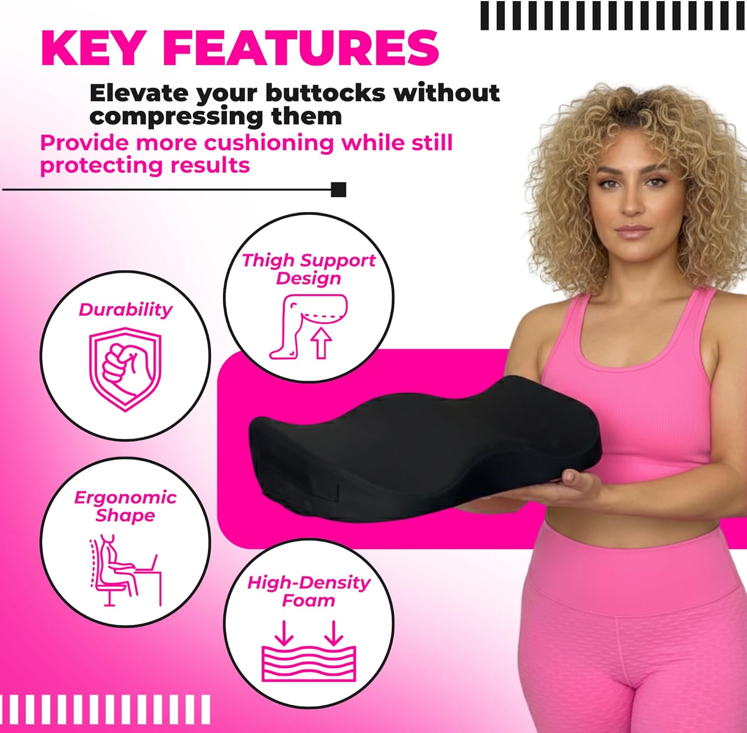 Patented BBL Car Pillow Features – Post-Surgery Driving Recovery Cushion by Bombshell Booty Pillow