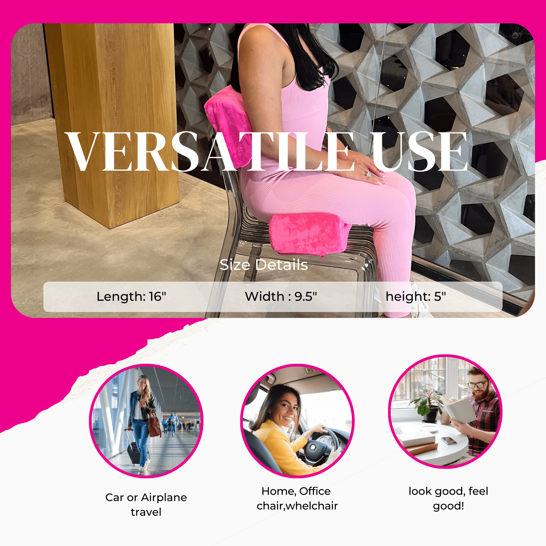 Portable Female Urinal Included with BBL Pillow Pink Kit – Lightweight Flexible Spill-Proof Post-Surgery Comfort 