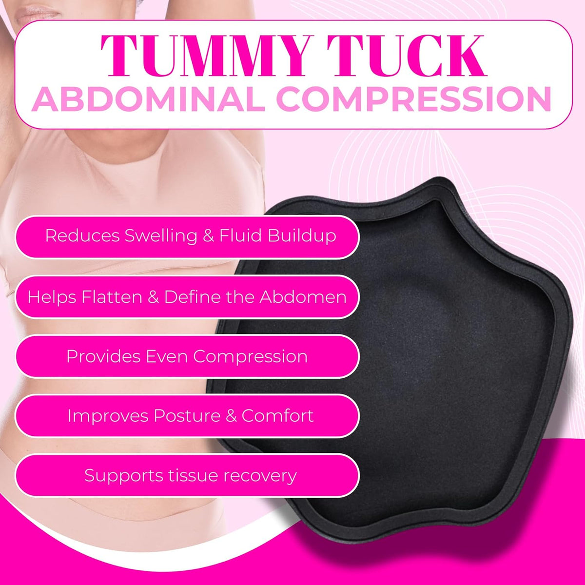 Post Op BBL Pillow Kit Black – Complete 4-Piece Post Surgery Recovery Bundle with Ab Board Lumbar Board Urinal 